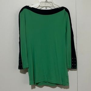 M Chaps Blouse; Green & Navy